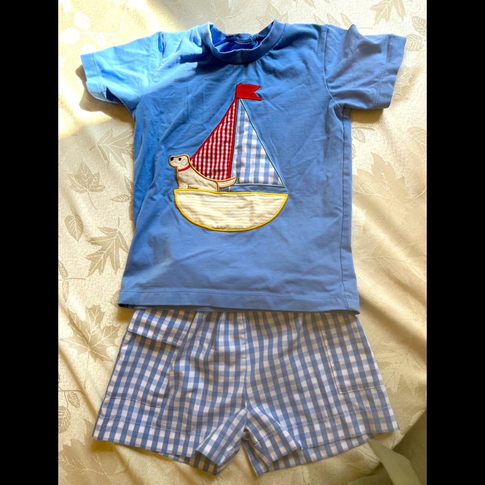 Sailboat Toddler Appliqué Shortset